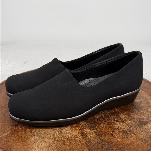 SAS Shoes - SAS Shoes Wm 9 M Bliss Black Comfort Wedge Slip On Loafer Tripad